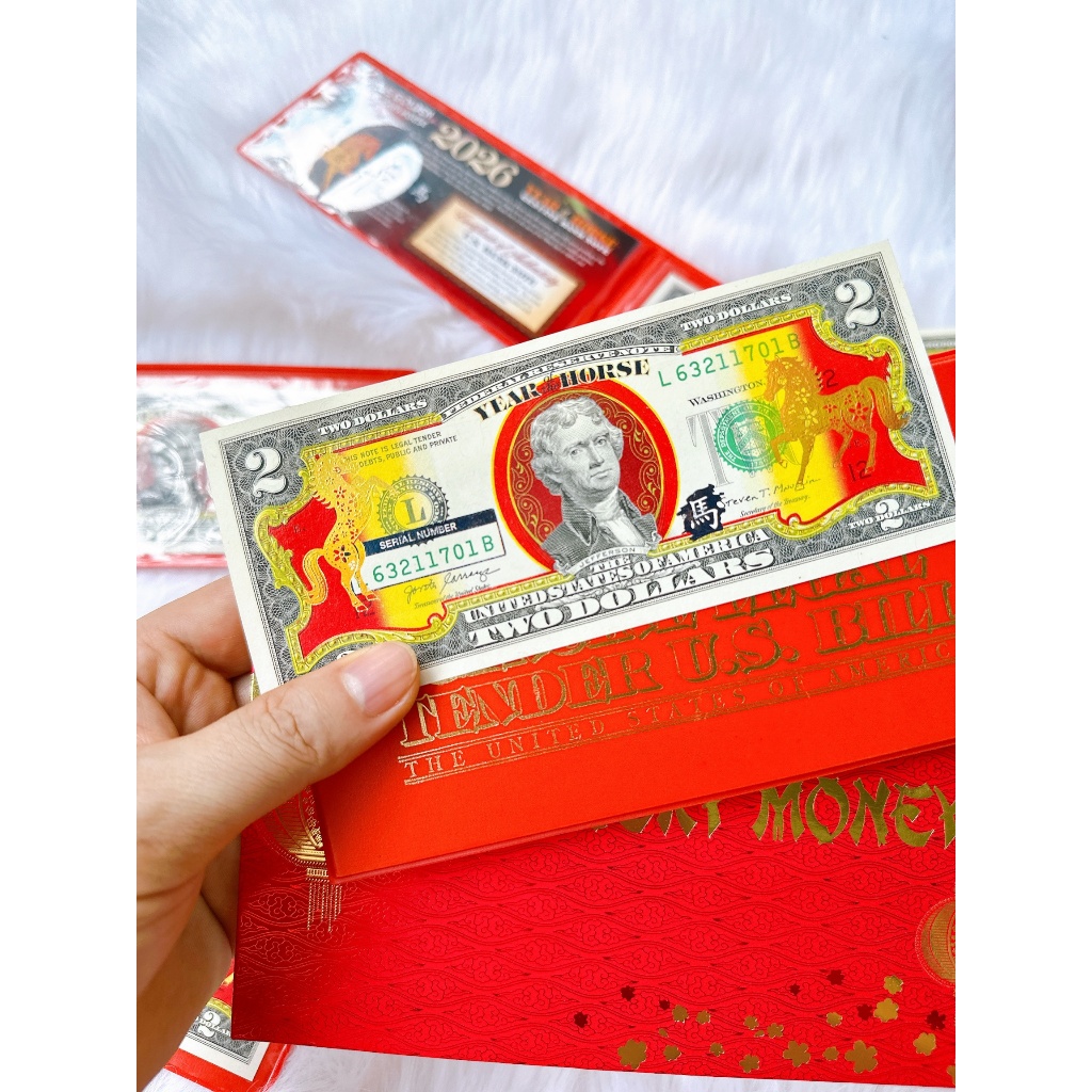 Bộ Sản Phẩm 2USD Mạ Vàng Con Ngựa - Tiền Lưu Niệm Sưu Tầm Lì Xì Tết 2026