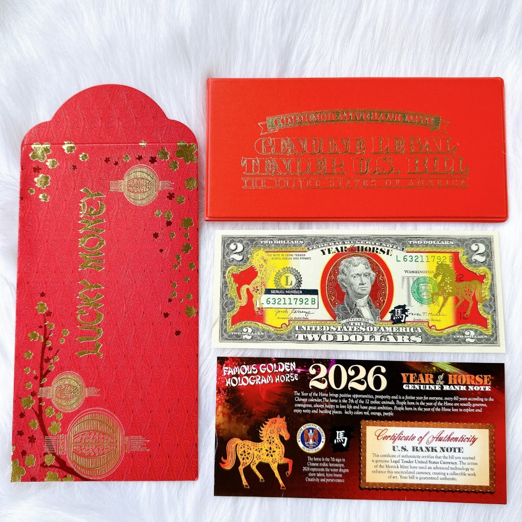 2USD Mạ Vàng Con Ngựa 2026 - Lì Xì Tết Ất Tỵ 2026