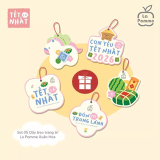(Quà Tặng Tết La Pomme) Quạt Lụa, Set 5 Lì Xì, Set 5 Dây Treo Trang Trí