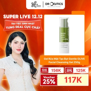   Võ Hà Linh x DrCeutics  Gel Rửa Mặt Tạo Bọt Gentle OLIVE Facial Cleansing Gel 250g 