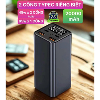 VỎ sạc dự phòng NHÔM 2 cổng TypeC độc lập 20000mAh 65w type C sạc laptop điện thoại, macbook SIÊU NHANH (không kèm pin)