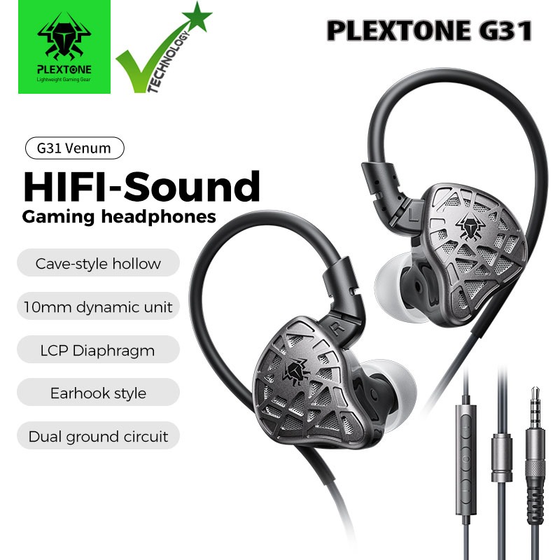 TAI NGHE GAMING PLEXTONE G31 – ÂM THANH ĐỊNH VỊ CHUẨN XÁC – MIC RÕ – JACK 3.5MM – MÓC TAI CHỐNG RƠI