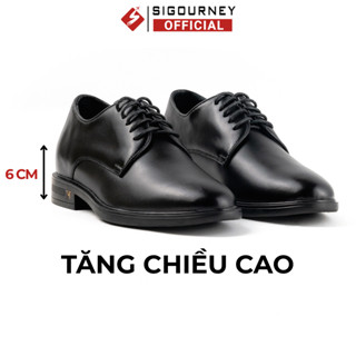  Giày Tây Nam Tăng Chiều Cao 6cm SIGOURNEY Chất Liệu Da Bò Màu Đen SIG-41 Bảo Hành 18 Tháng 