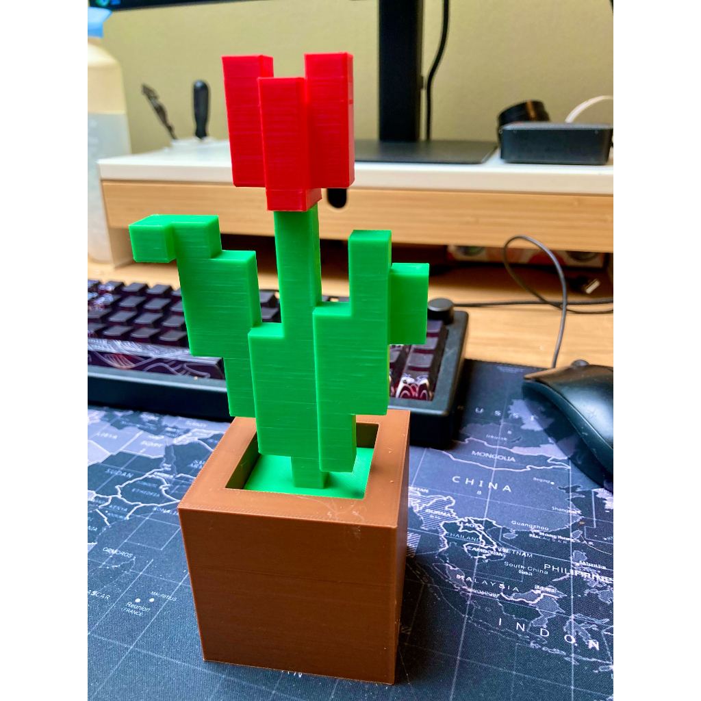 Mô hình hoa Tulip Flower Minecraft - Đồ chơi lắp ráp in 3D, trang trí bàn