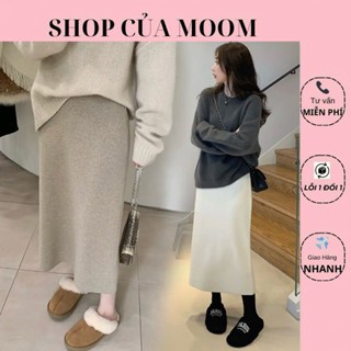   Nhà Moom  Chân Váy Dài Chân Váy Bầu Dáng Dài Thu Đông chất Nỉ Lông Thỏ Loại 1  92cm  Chân Váy Xẻ Tà 