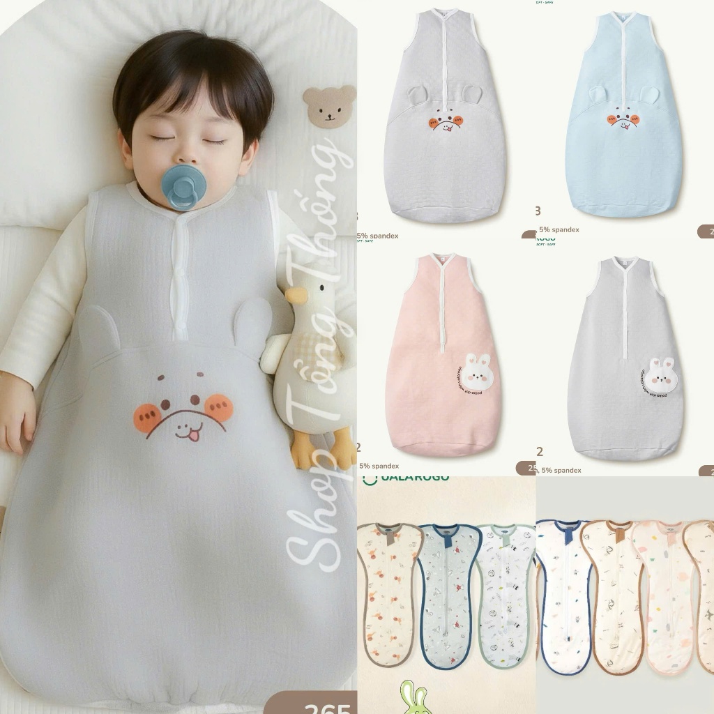  Túi ngủ nhộng chũn Uala Rogo Bamboo Petit Modal cao cấp mềm mịn thoáng mát hỗ trợ giấc ngủ ngon cho bé trai bé gái 8907 