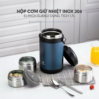  Hộp cơm giữ nhiệt Inox 304 ELMICH - EL8302 - Dung tích 1,7L   Có túi đựng   