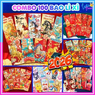  Combo 100 Bao Lì Xì Đỏ Lì Xì Tết 2026 Bính Ngọ Con Ngựa Truyền Thống Đẹp Sang Trọng - Lana Queen 