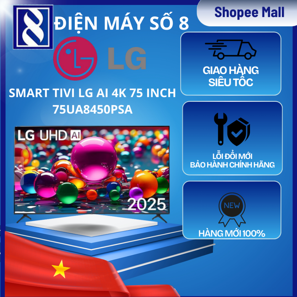 Điện Máy Số 8 | 75UA8450PSA | Smart Tivi LG AI 4K 75 inch 75UA8450PSA - Chính Hãng