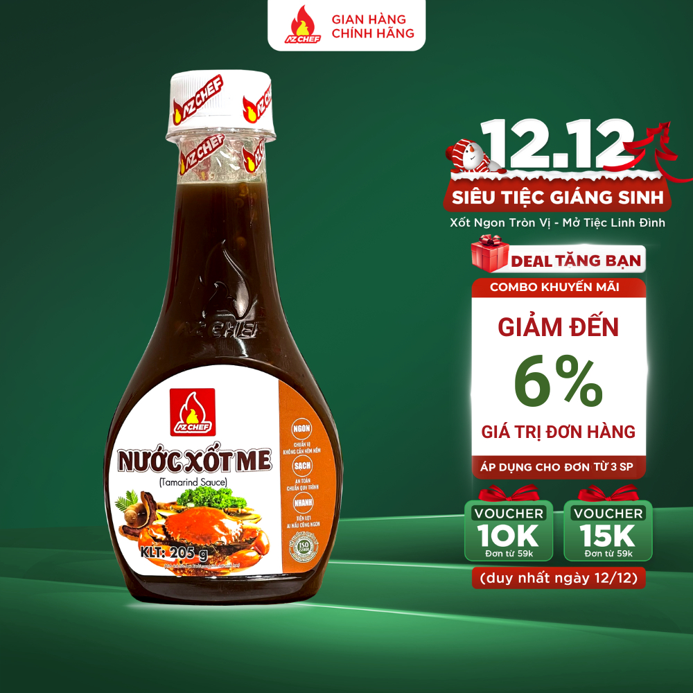 Nước chấm xốt me chai 205g AZCHEF xốt chấm món luộc chấm lẩu nướng ngon chuẩn vị tiện lợi