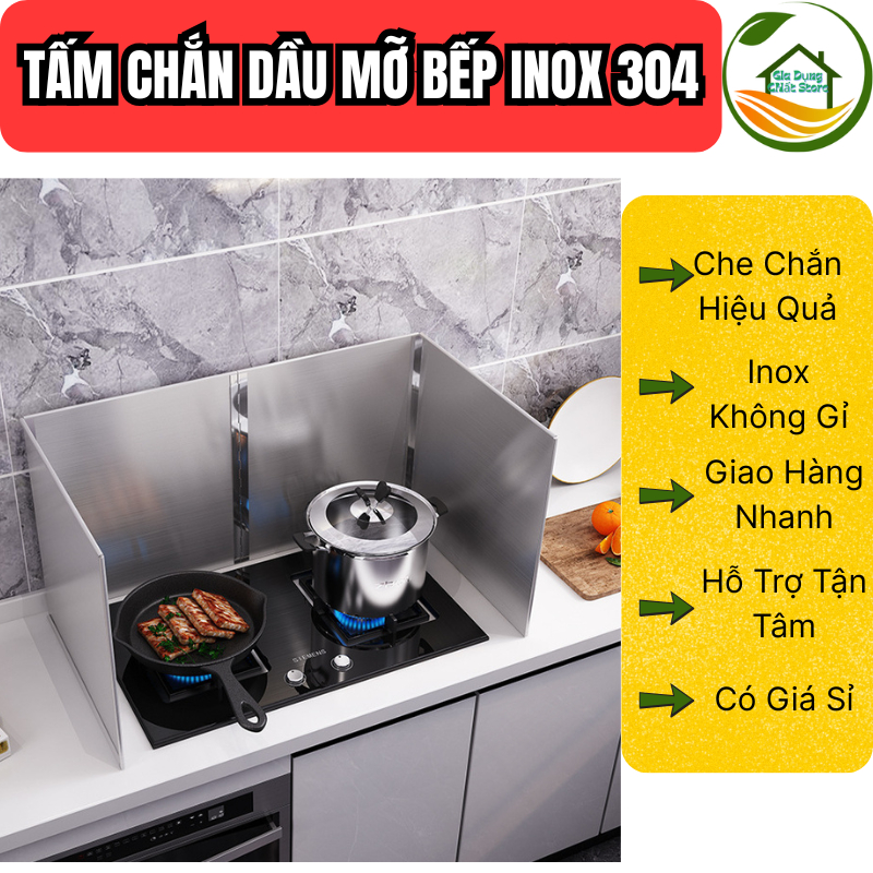 Tấm Chắn Bếp Inox 304, Tấm Chắn Dầu Mỡ,Dụng Cụ Chắn Dầu & Chắn Gió Cho Bếp Ga Bằng Inox 304 Dày Dặn