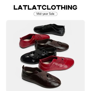    BẢN PREMIUM   Giày sandal đế lười chất liệu da PU trơn bản da cao cấp dễ vệ sinh quai chun co giãn - latlatclothing 