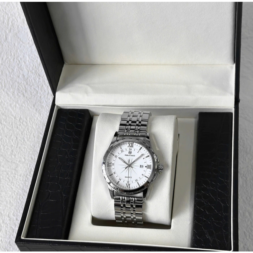 [Peinn] Đồng hồ nam dây thép chính hãng PABLO RAEZ có lịch ngày chống nước dạ quang thời trang đơn g