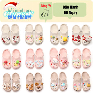   Tặng Sticker  Dép Sục Bassic Clog Nam Nữ Đúc Nguyên Khối EVA Classic Êm nhẹ chống trơn trượt - Vớ Tặng - Nút Gắn 