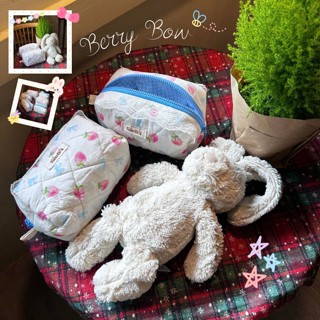 BERRY BOW - Pouch chần bông họa tiết Coquette có ren Tiệm may Tiểu Bối - Túi vải đựng mỹ phẩm hộp bút đồ dùng cá nhân