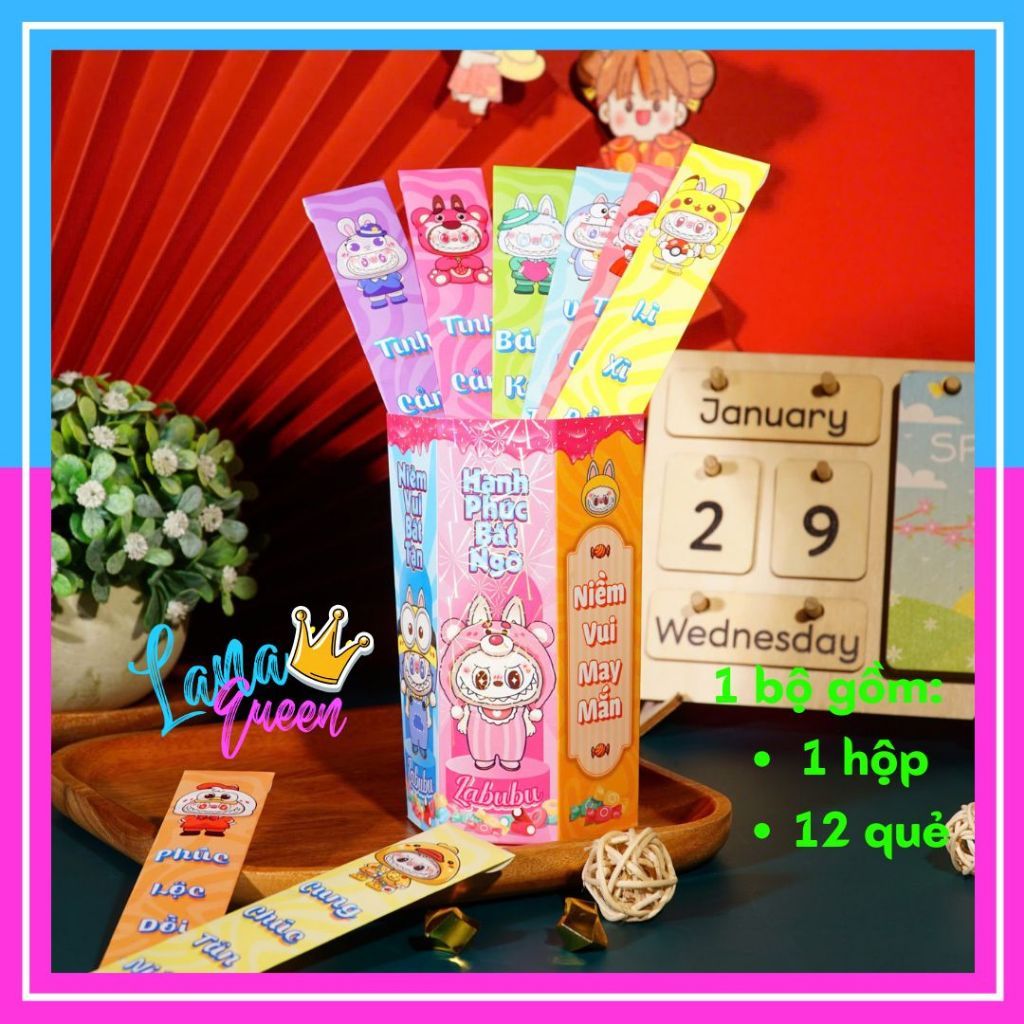 Lì xì gieo quẻ thần tài phát lộc labubu may mắn 2026 Tết Bính Ngọ - Lana Queen