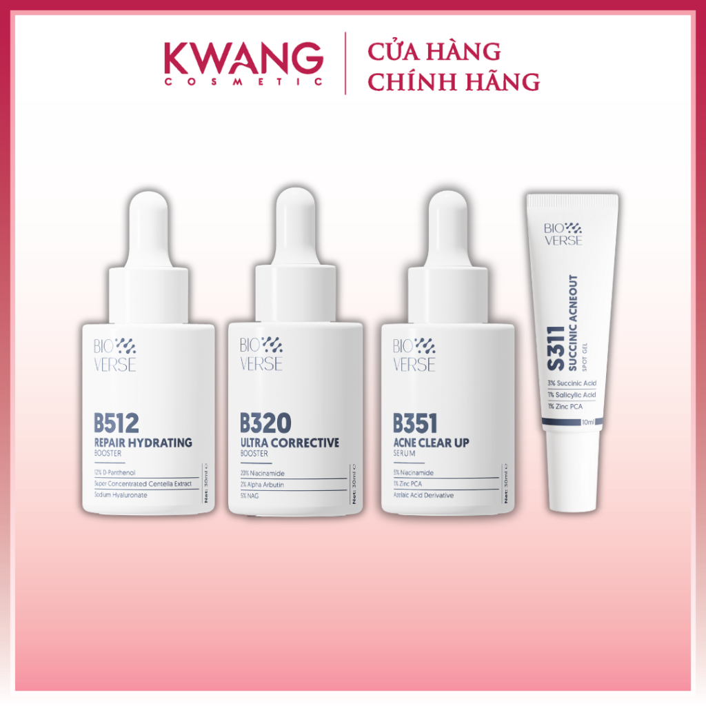 Serum BIOVERSE Phục Hồi B512 Giảm Mụn B351 và Chấm mụn S311 Dành Cho Da Mụn