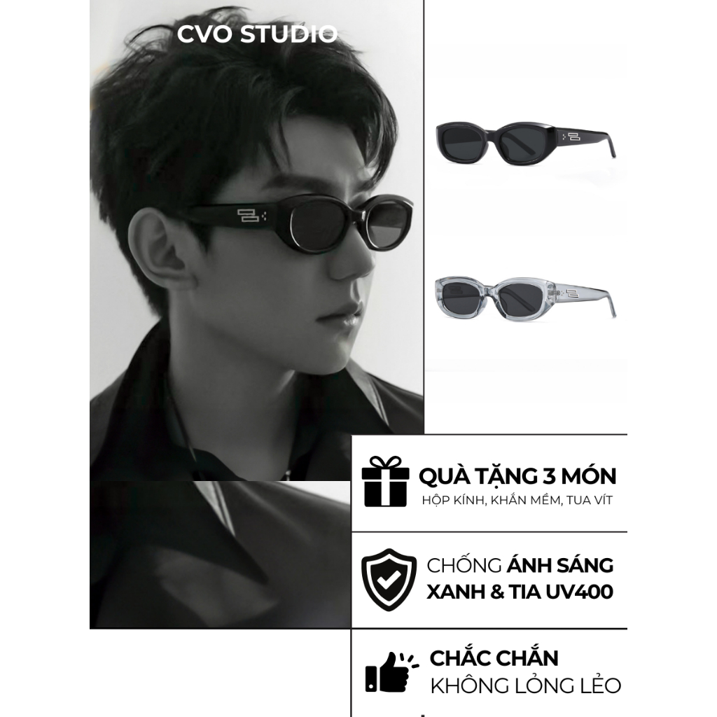 Kính râm nam nữ dáng mắt mèo CVO STUDIO cao cấp chống tia cực tím bảo vệ mắt - K16