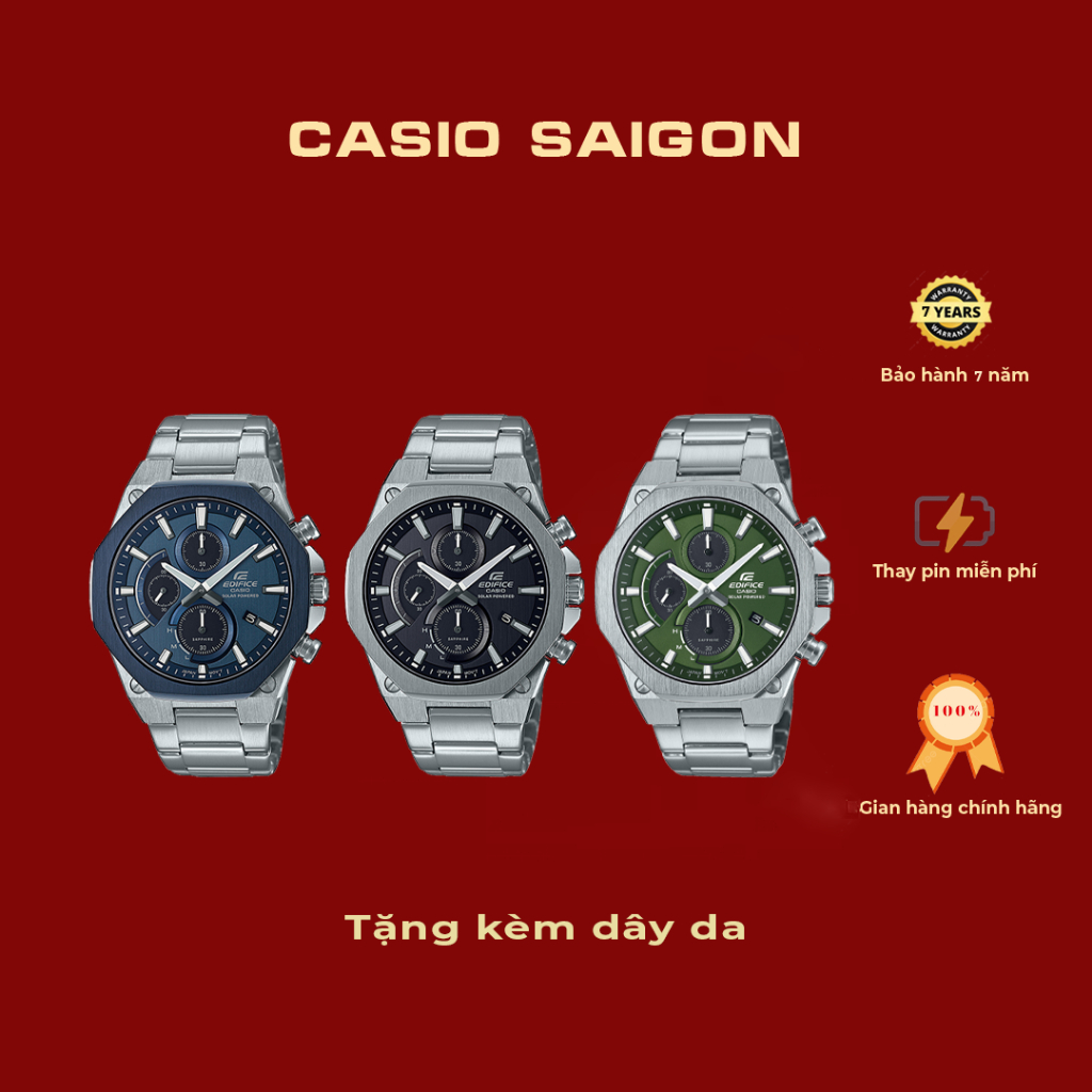 (Chính Hãng) Đồng Hồ Casio Edifice-S570D Chống Nước 100m Pin Năng Lượng Size 44mm - Bảo Hành 7 Năm