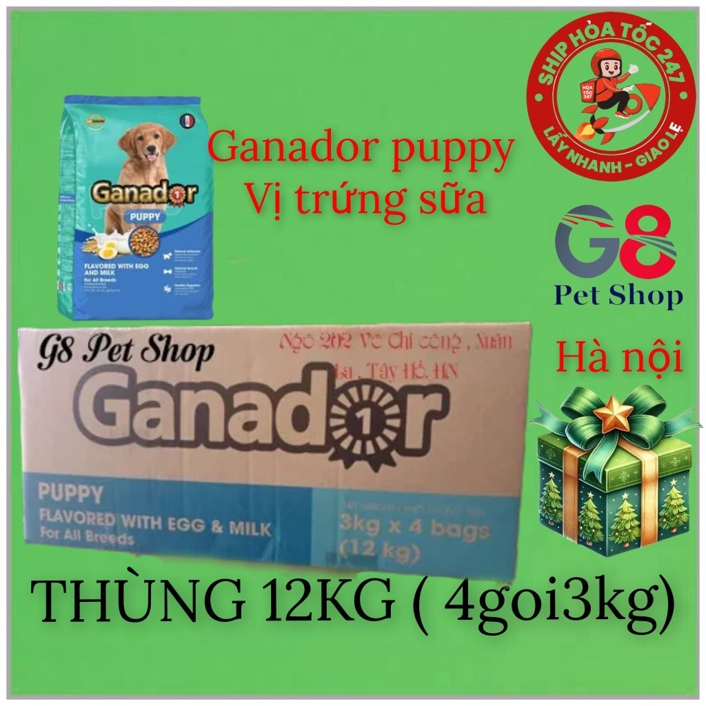 12 kg (4 gói 3kg ) Ganador puppy EGGS & MILK - vị trứng sữa - thức ăn chó nhỏ , CHÓ DƯỚI 12 THÁNG