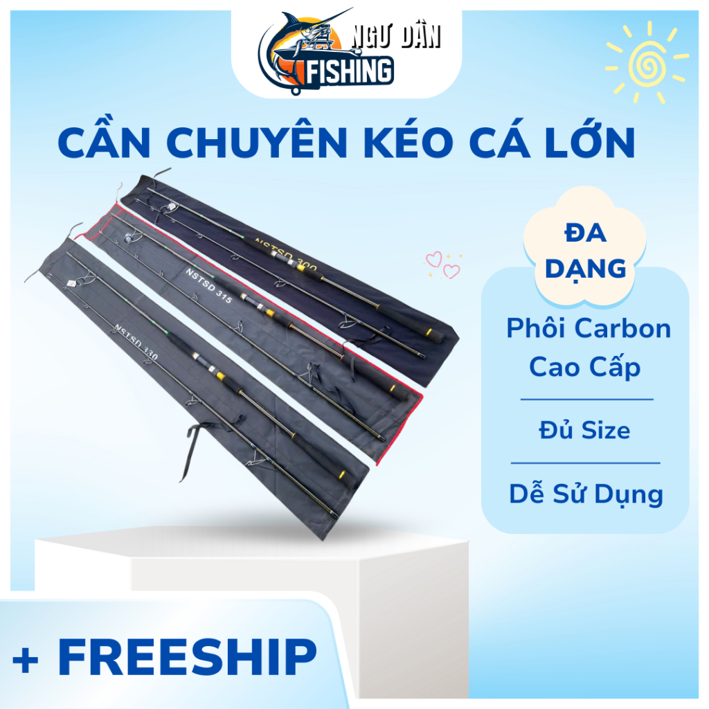 Cần RYOBI OSAKA - JAPAN - Cần Chuyên Kéo Cá Lớn, phôi Carbon xoắn X toàn thân ngọn 3ly8