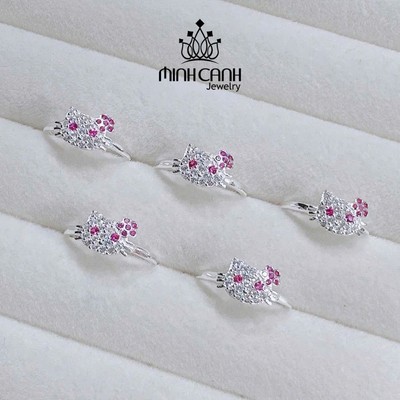 Nhẫn Bạc Cho Bé Gái Mèo Hello Kitty - Minh Canh Jewelry