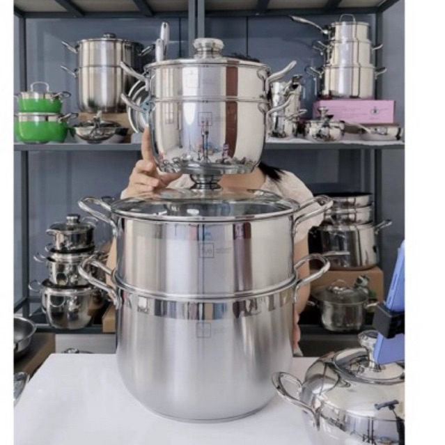 Bộ nồi xửng hấp Inox 3 đáy Fivestar 24/26 cm HÀNG CHÍNH HÃNG FIVESTAR