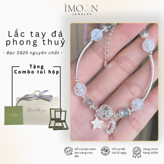    BẠC S925ỉ   Vòng tay đá năng lượng Moonstone lắc tay nữ thu hút năng lượng tự điều chỉnh size - IMOON052 