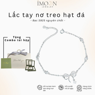    BẠC S925   LẮC TAY NƠ bạc S925 TREO HẠT ĐÁ - PHONG CÁCH NHẸ NHÀNG QUYẾN RŨ - IMOON005 