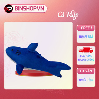 Cá Mập Bông,Thú Bông Cá Mập Vải Nhung có dãn,Kích thước 50 cm -Đồ Chơi Siêu Mềm Mịn,Dễ Thương