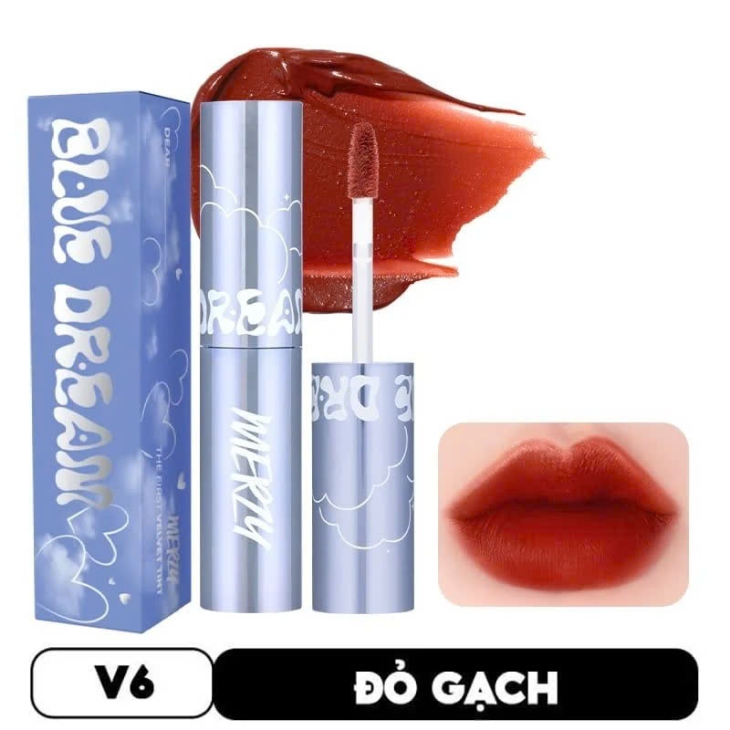 [V6 BLUE DREAM] Son Kem Lì Merzy The First Velvet Tint 4.5g vỏ xanh Date 3/2027