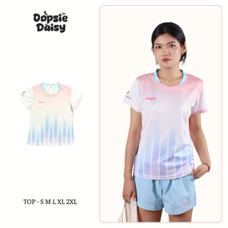   Form nữ  Áo cầu lông pickleball thể thao kumpoo hồng sọc xanh dương pastel 