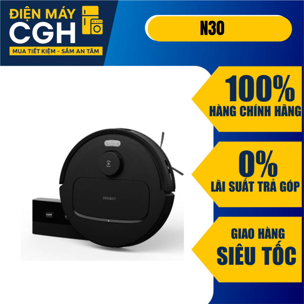 Hút bụi Robot ECOVACS Deebot N30, Lực hút: 10.000Pa, Pin lithium 5200mAh N30