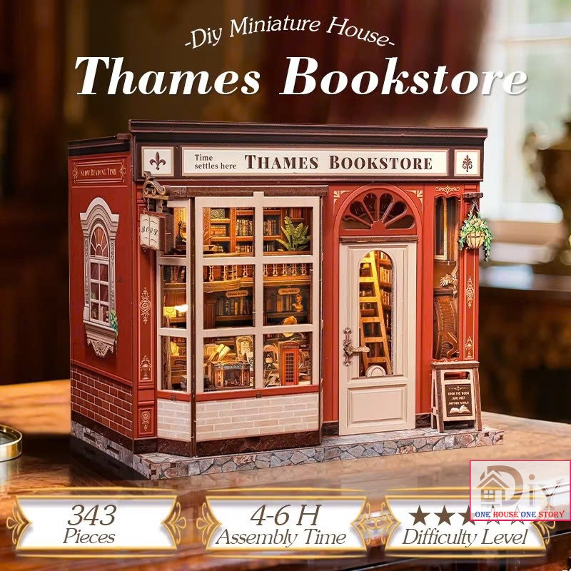 Nhà búp bê gỗ DIY Cutebee bằng gỗ tự lắp ghép | Thames Bookstore Quà tặng trang trí sáng tạo tự làm