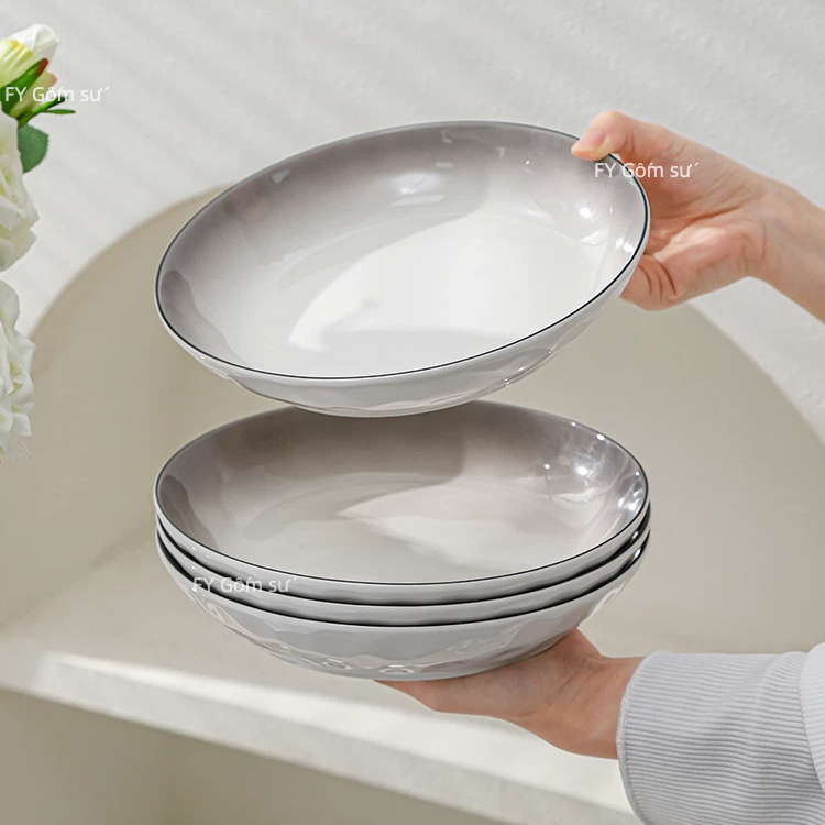 bát đĩa gốm sâu lòng đĩa tròn đĩa sứ trắng đĩa sứ vuông sâu lòng đĩa ăn đĩa gốm sứ đĩa bít tết Đĩa ă