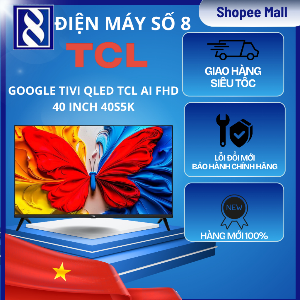 Điện Máy Số 8 | 40S5K | Google Tivi QLED TCL AI FHD 40 inch 40S5K - Chính Hãng