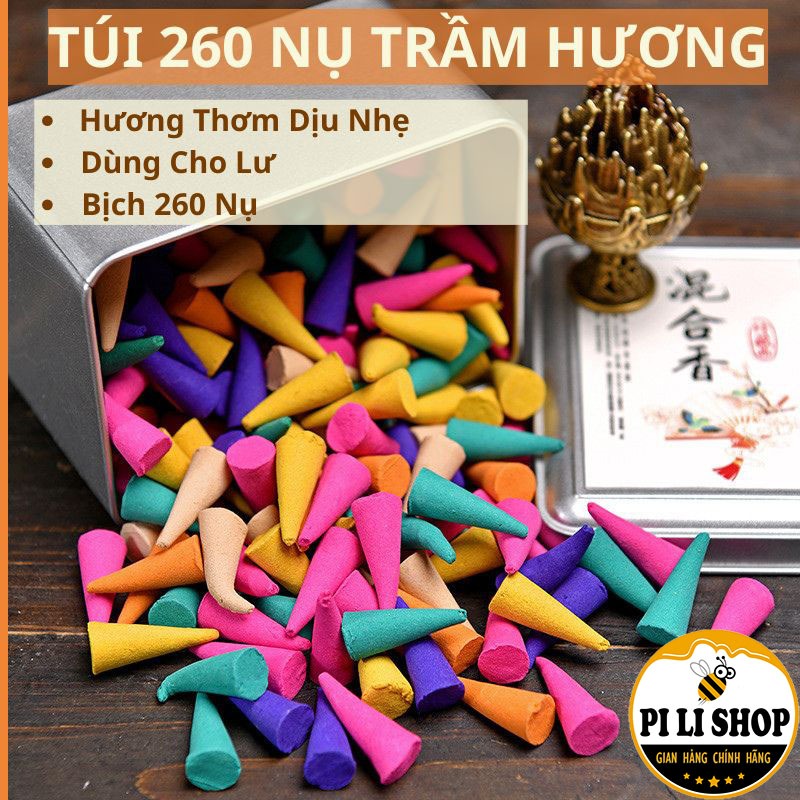 Túi 260 Nụ Trầm Hương Tự Nhiên Cao Cấp Hình Nón, Nụ Trầm Hương Xông Nhà Thơm Dịu Nhẹ Nhiều Màu
