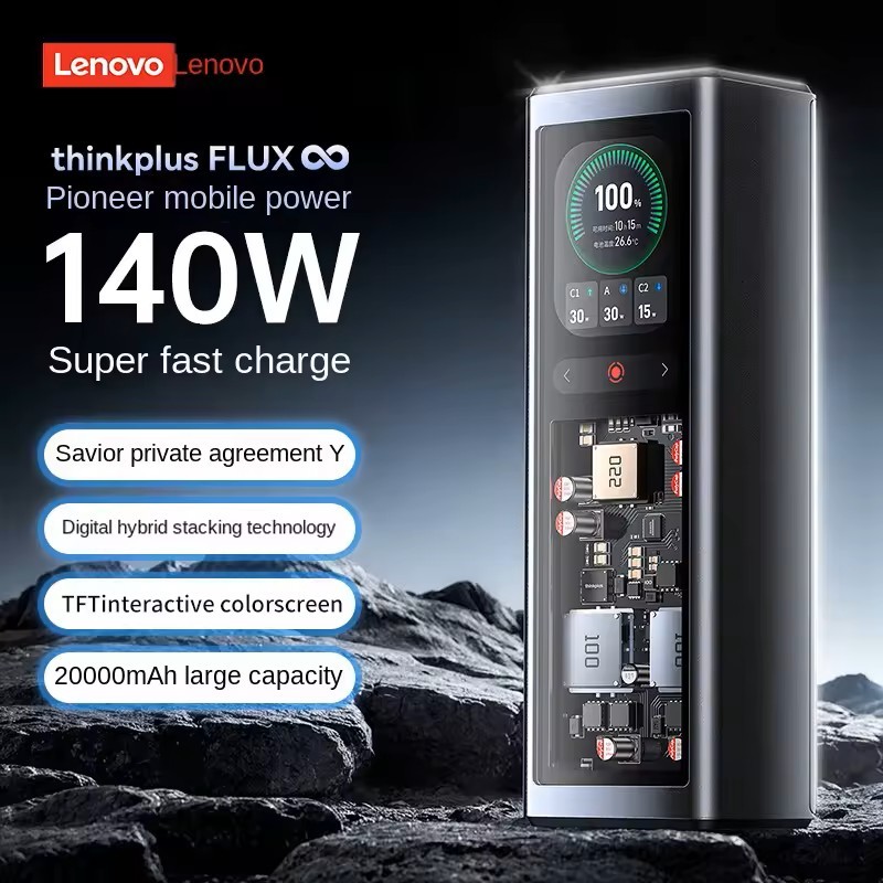 Sạc Dự Phòng Lenovo Thinkplus Fluxo 20000mAh 140W - -Hỗ Trợ Sạc Nhanh Nhiều Dòng Máy Kể Cả Laptop