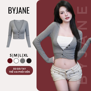   MỞ BÁN  Áo Cardigan Nữ Dáng Ngắn Croptop Tay Dài Co Giãn 4 Chiều Cotton Mềm Mịn BYJANE – 999 