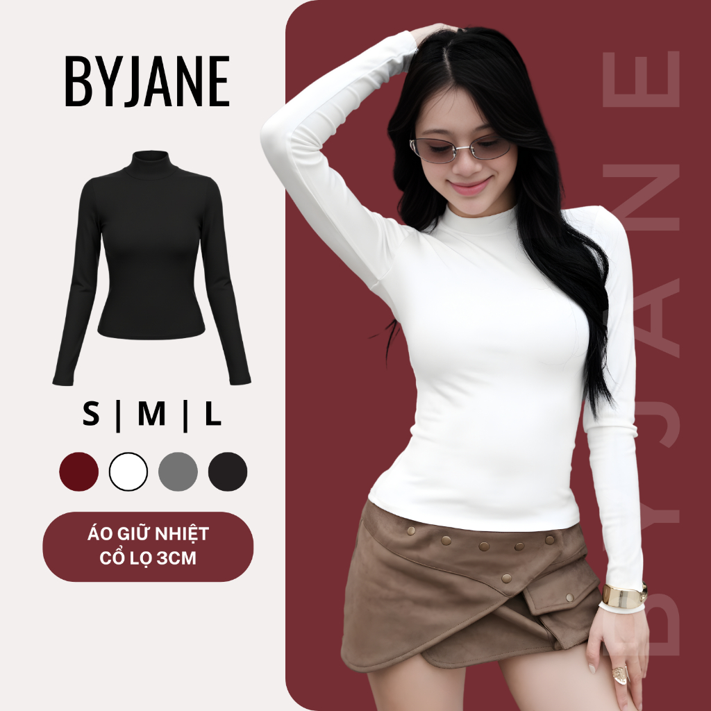 (XẢ KHO) Áo Thun Nữ Dài Tay Cổ Lọ 3 Phân Co Giãn 4 Chiều Cotton Mềm Mịn Basic Ôm Body BYJANE – 804 | BigBuy360 - bigbuy360.vn
