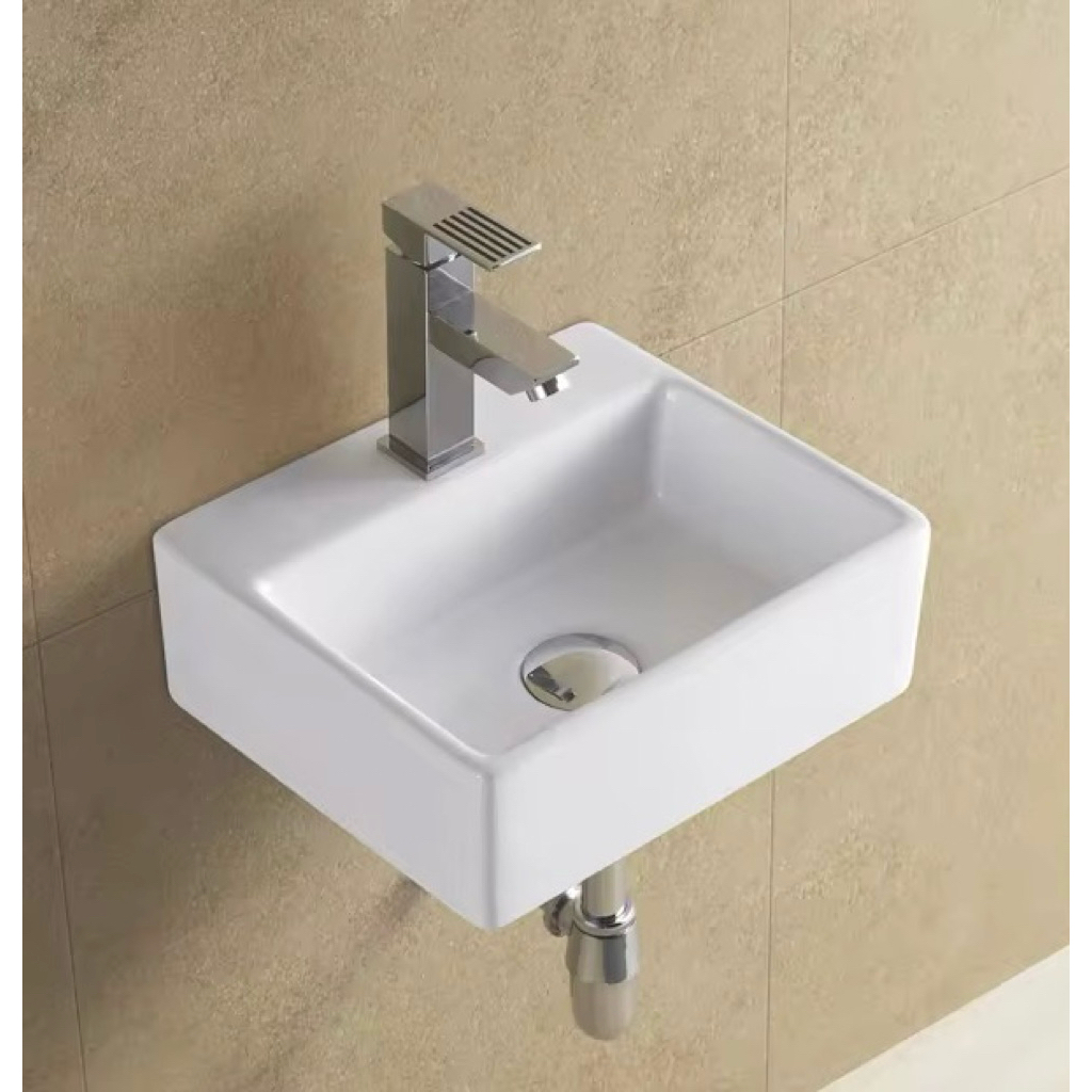 Chậu rửa mặt mini, Lavabo treo tường hình chữ nhật kích thước 36x25 cm phù hợp với không gian nhỏ [ 