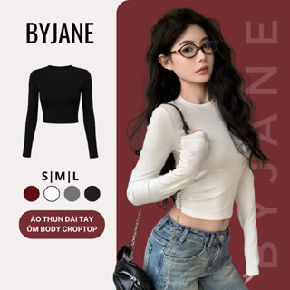    MỞ BÁN   Áo Thun Nữ crotop Dài Tay Ôm Body Chất Borip Co Dãn 4 Chiều BYJANE-879 