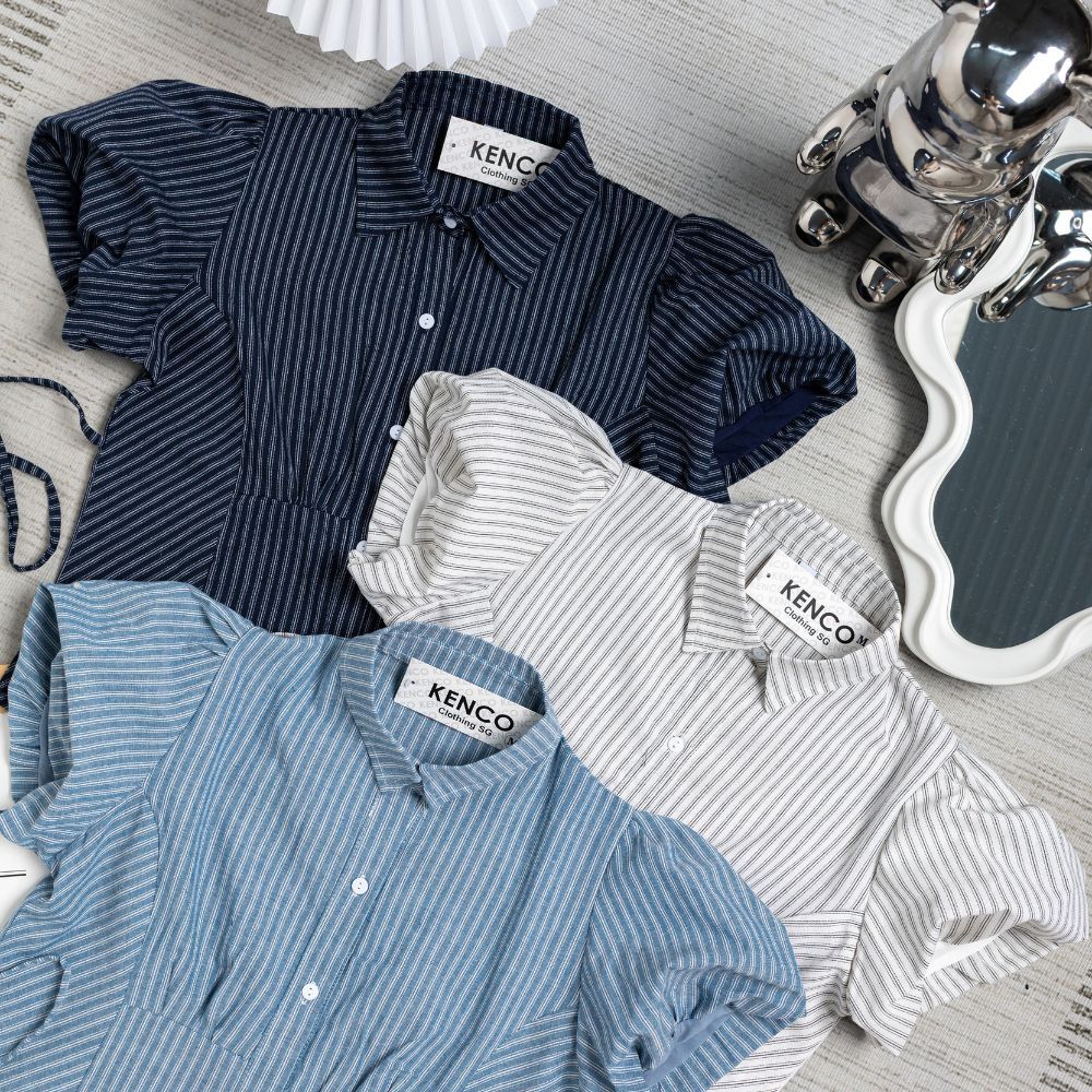 Áo sơ mi kẻ sọc tay bồng chiết eo dễ phối đồ 12 THÁNG SÁU MA9579 | BigBuy360 - bigbuy360.vn