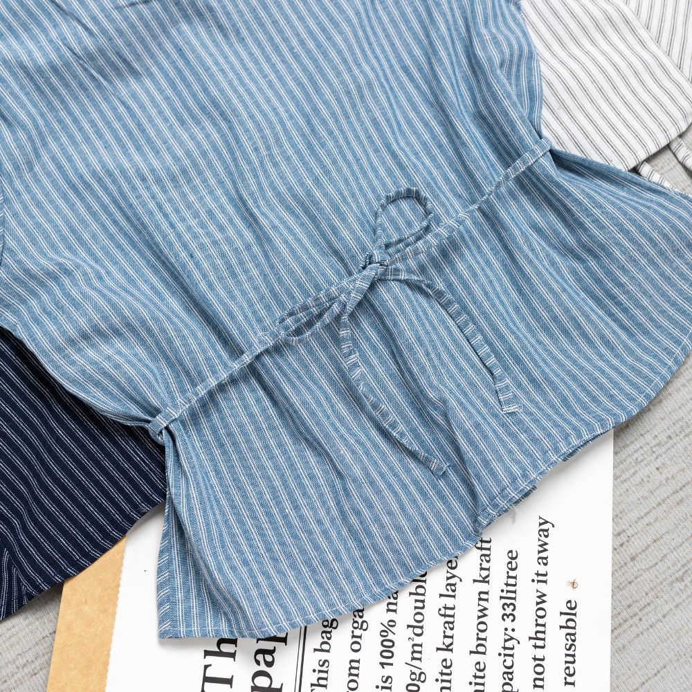 Áo sơ mi kẻ sọc tay bồng chiết eo dễ phối đồ 12 THÁNG SÁU MA9579 | BigBuy360 - bigbuy360.vn