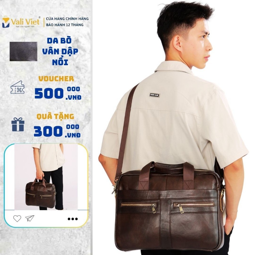 Cặp Xách Công Sở Da Bò Cao Cấp, Cặp Da Công Sở Đựng Laptop Đi Làm Bền Đẹp Chống Nước Bảo Hành 1 Năm