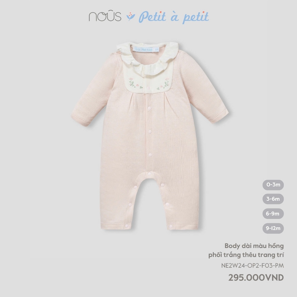 NOUS PREMIUM - Bộ body dài tay Nous viền bèo trang trí cho bé bé gái sơ sinh