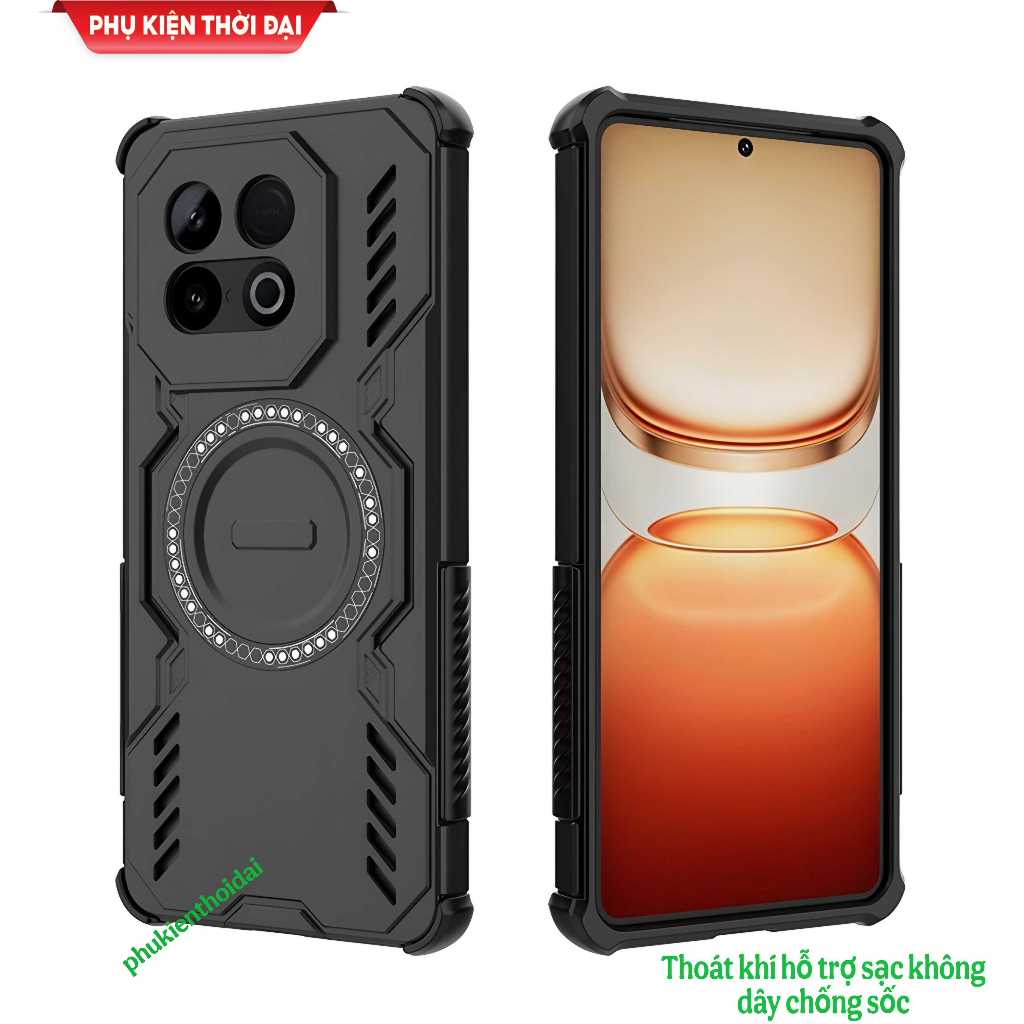 Ốp lưng iQOO Z10 Turbo / Z10 Turbo Pro / Z10 Turbo Plus thoát khí vòng từ tính đa chức năng chống số