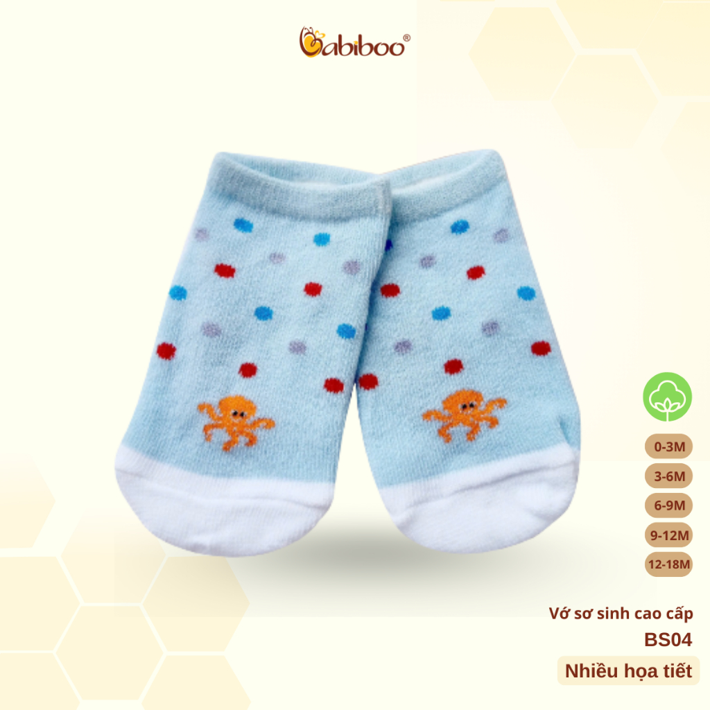 SET 3 ĐÔI VỚ GÓT SƠ SINH CAO CẤP BABIBOO - BS04