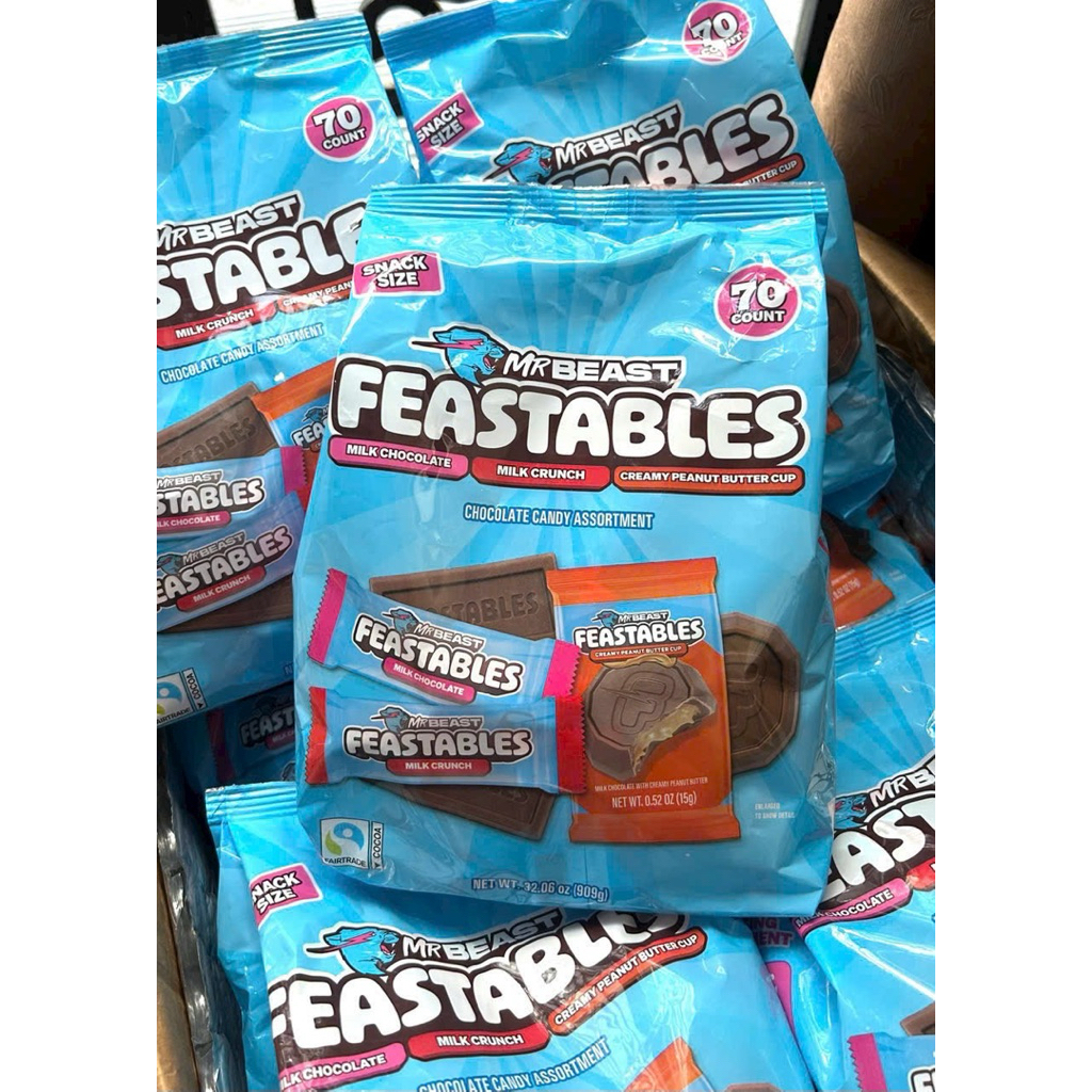 🌰🍫 [HSD 05/2026] Socola Mr Beast Feastables Chocolate Candy Asortment Snack 70 Counts từ Mỹ 909g