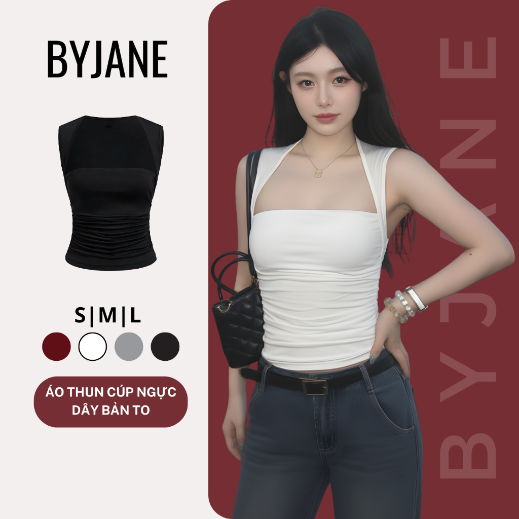 (MỞ BÁN) Áo Sát Nách Cúp Ngực Viền Vai Nhỏ Chất Thun Cotton Co Giãn BYJANE-055